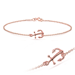 Anchor Rose Gold Plated Silver Anklet ANK-196-RO-GP